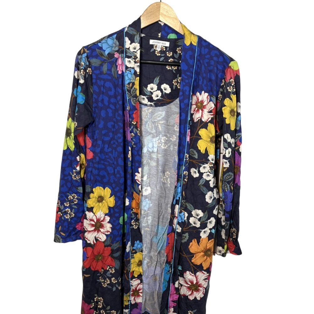 Johnny Was Floral Open Front Cardigan Duster XS Pima Cotton